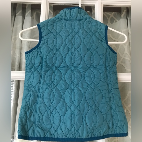 Land’s End Kids size 6X zip up turquoise vest with insulating curved pattern EUC - Picture 2 of 5
